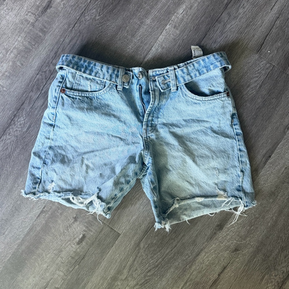 Light Wash Distressed Denim Shorts